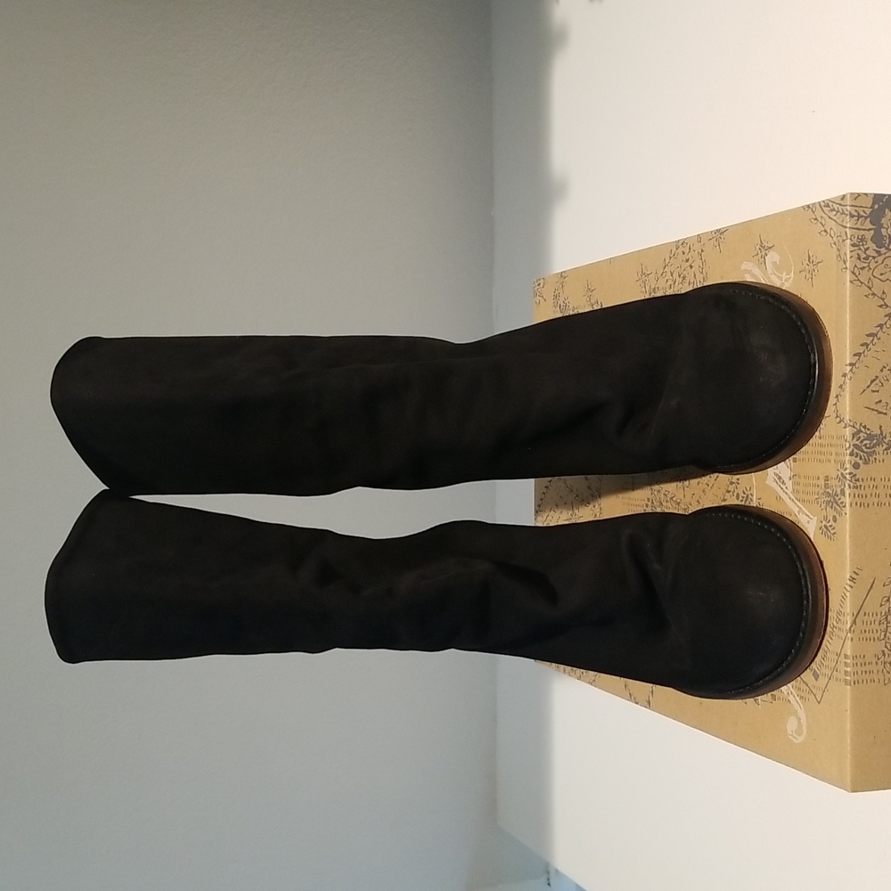 Free people Elle block heel boot in black nubuck, size 37